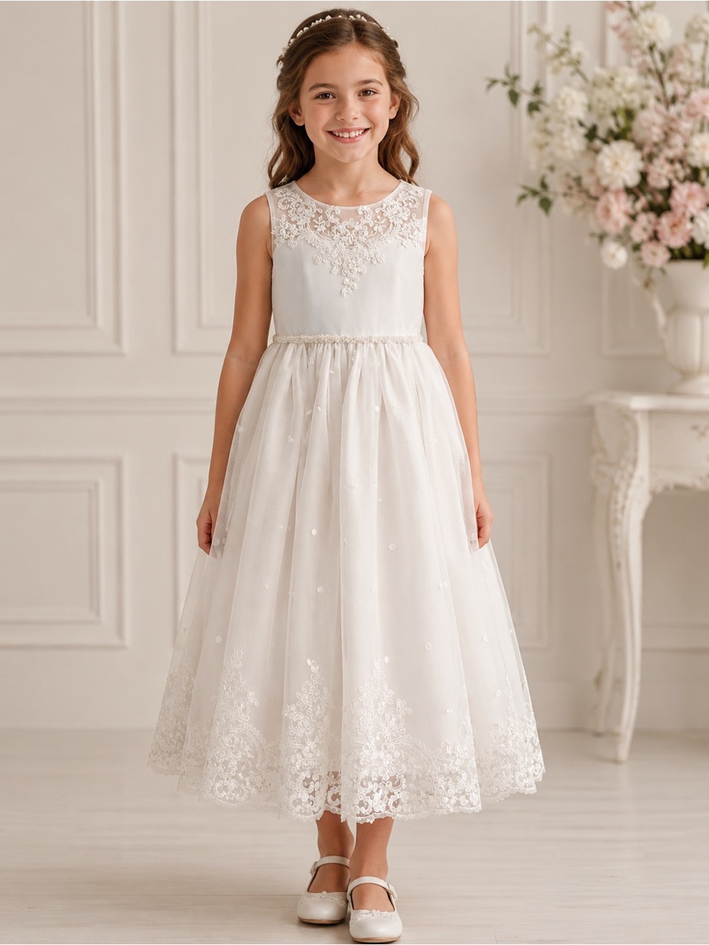 Bonnie Jean Lace Tulle Flower Girl Dress